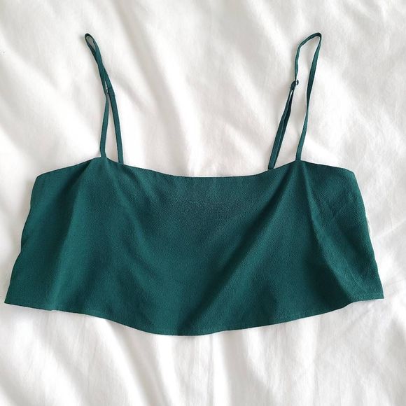 Reformation Tops - Reformation Adjustable Strap Square Neck Sleeveless Cropped Top Green Size 6